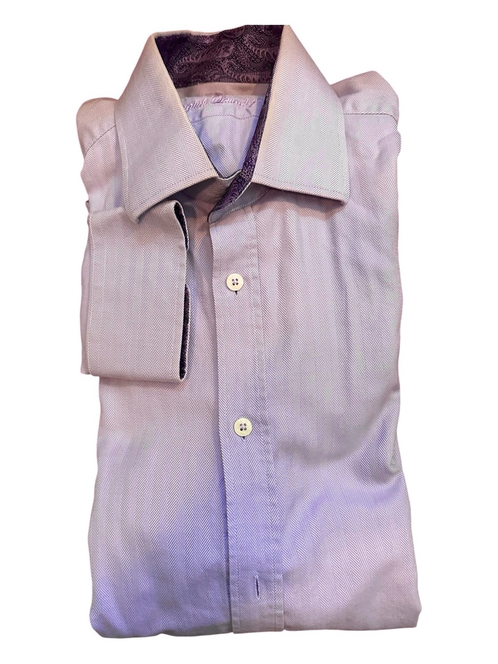 English Laundry Light Purple Dress Shirt with Paisley Inner Collar